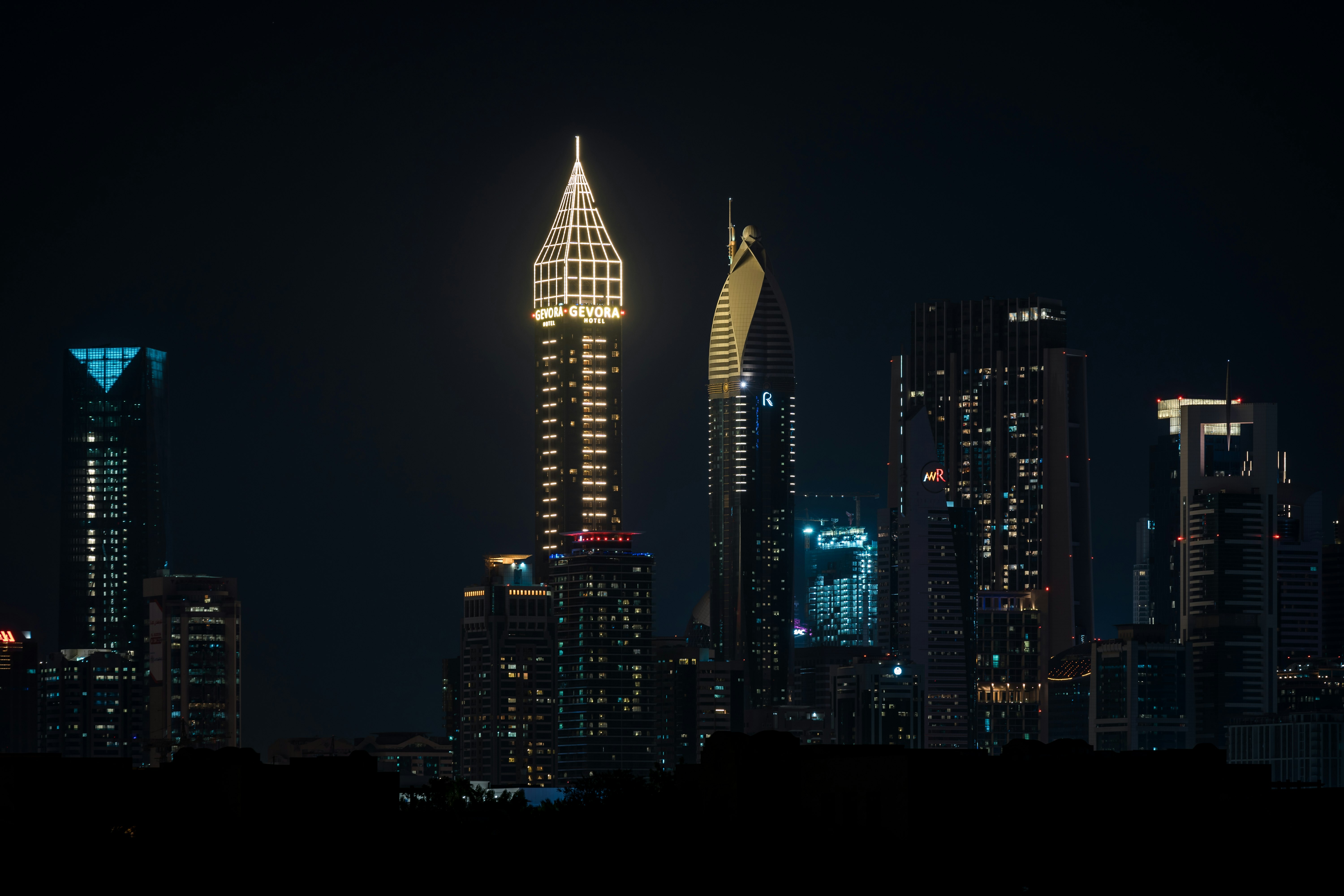 high rise building during night time